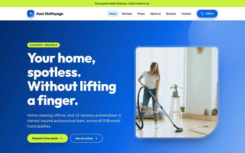 Home page top: text and photo side by side