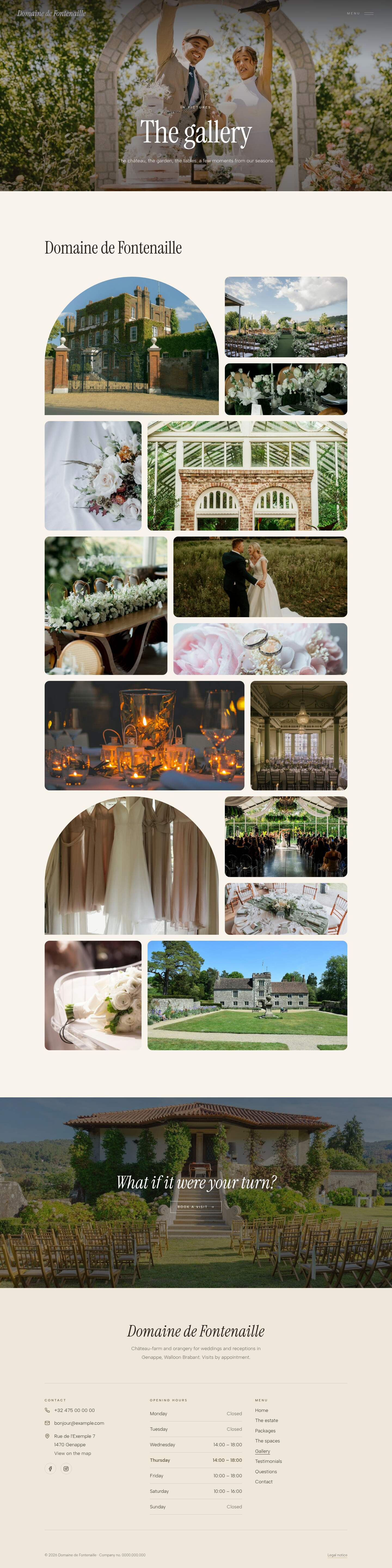 The “Gallery” page of the Veil design on a computer
