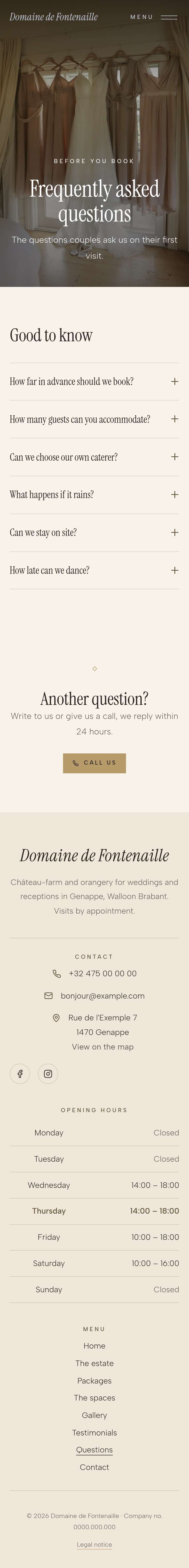The “Questions” page of the Veil design on a phone, part 1 of 2
