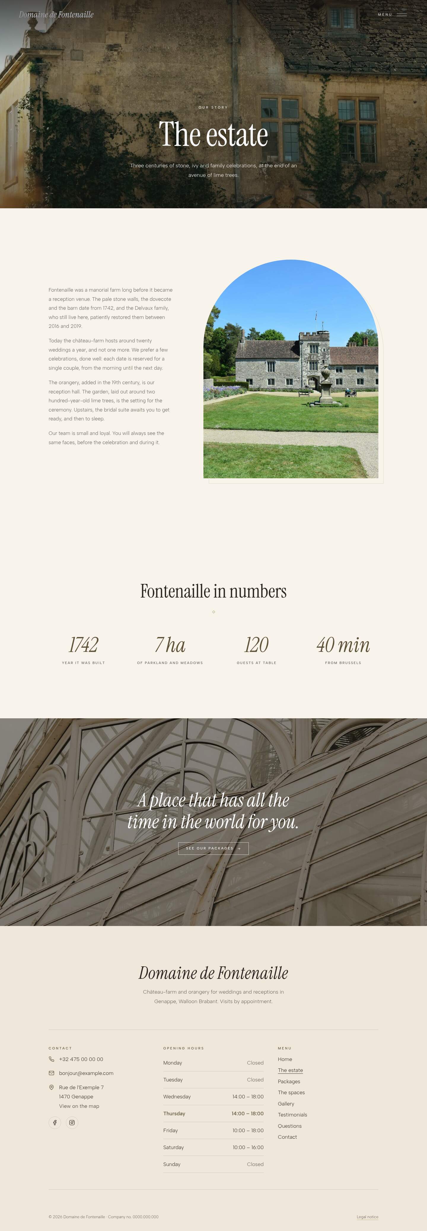 The “The estate” page of the Veil design on a computer