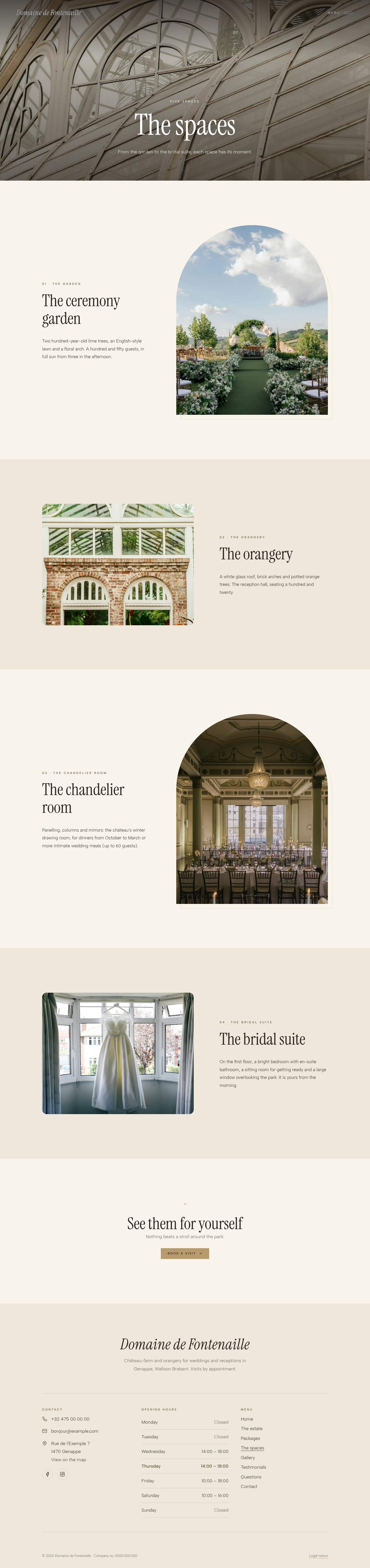 The “The spaces” page of the Veil design on a computer