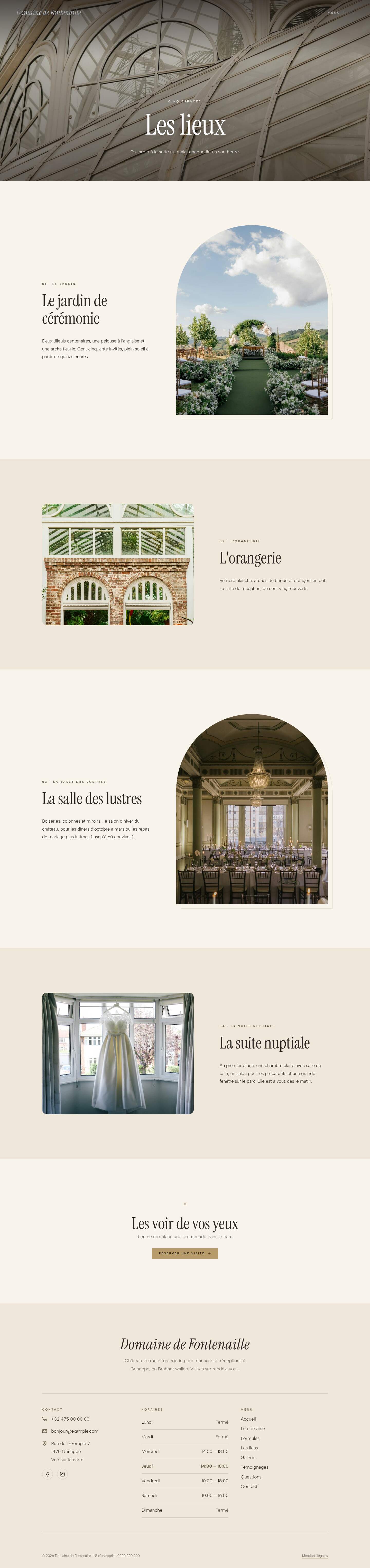 La page « Les lieux » du modèle Veil sur un ordinateur