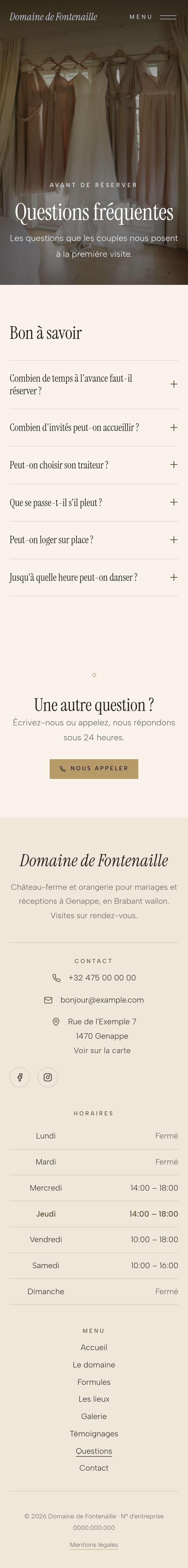 La page « Questions » du modèle Veil sur un téléphone, partie 1 sur 2