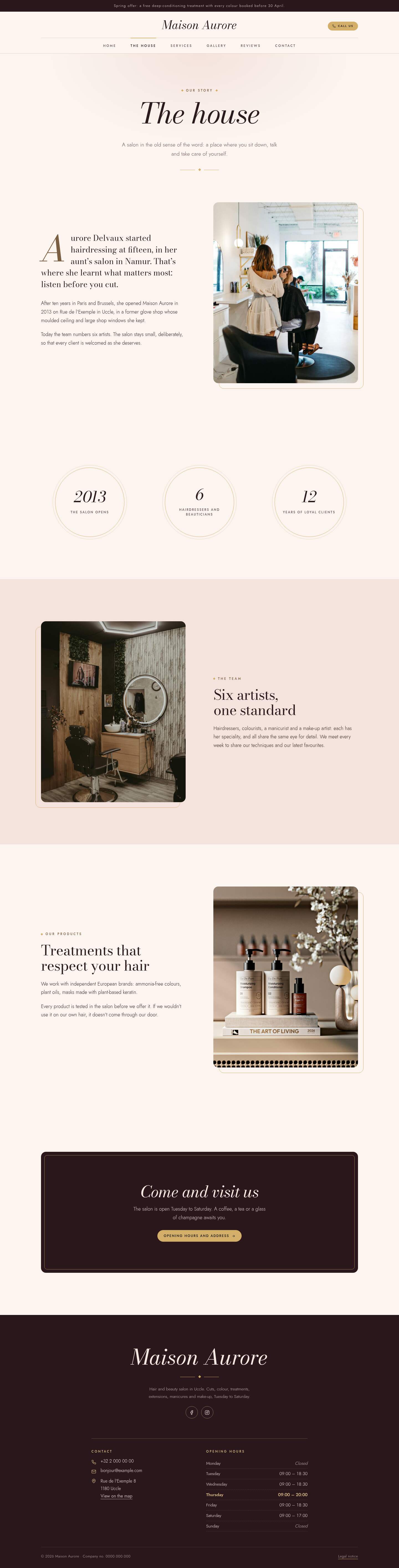 The “The house” page of the Velvet design on a computer