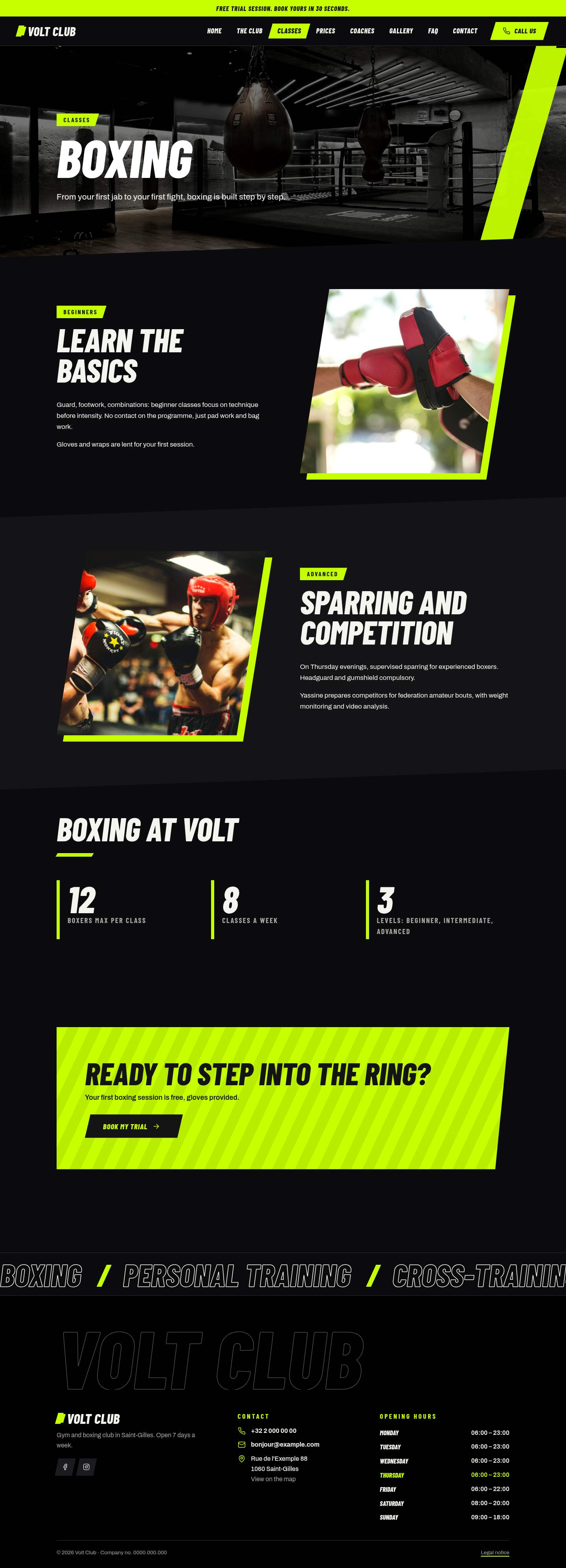 The “Boxing” page of the Volt design on a computer