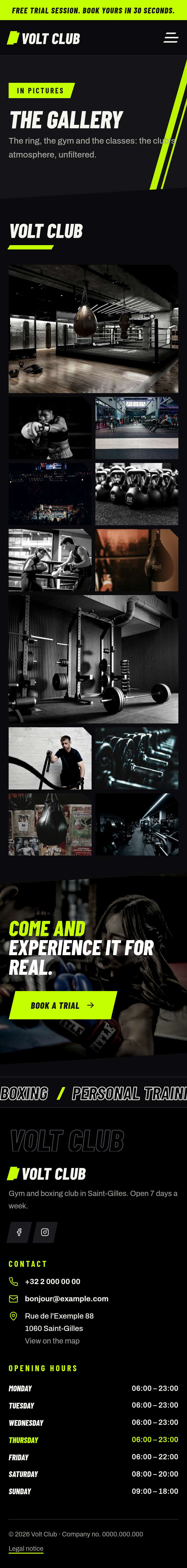 The “Gallery” page of the Volt design on a phone, part 1 of 2