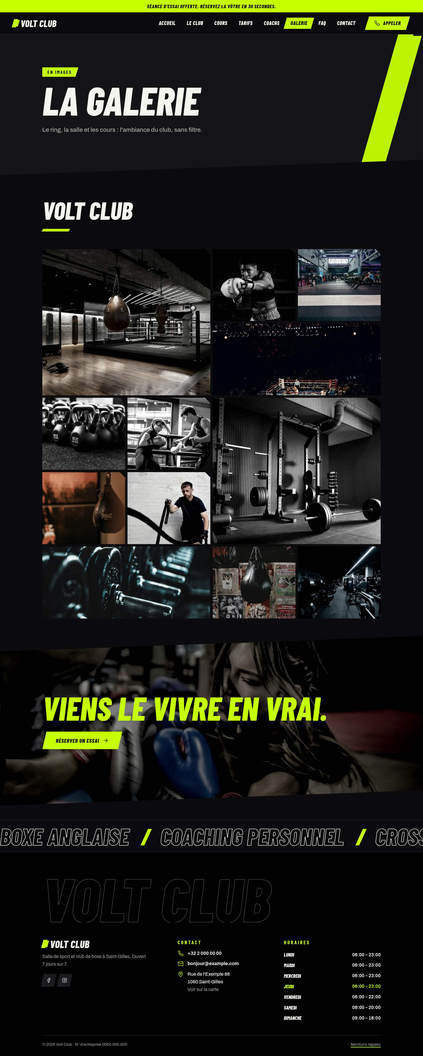 La page « Galerie » du modèle Volt sur un ordinateur