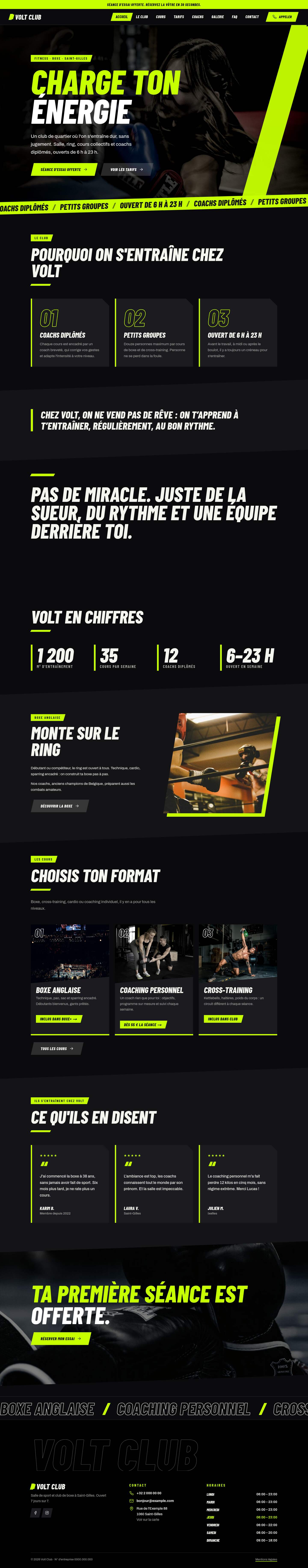 La page « Accueil » du modèle Volt sur un ordinateur